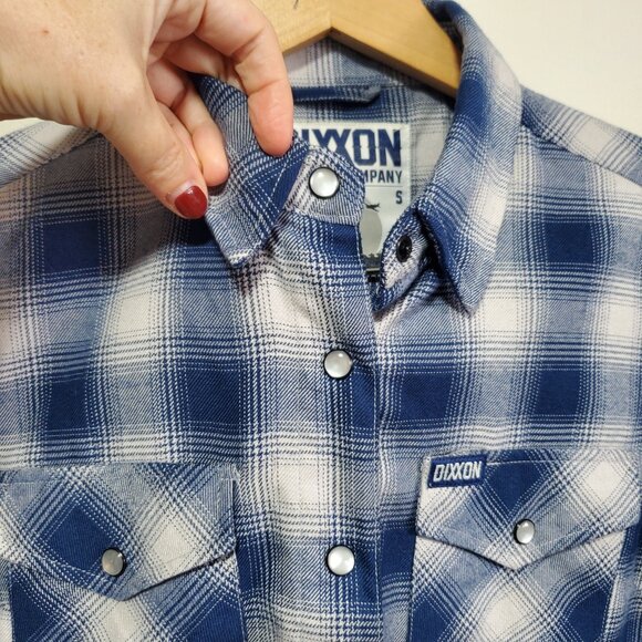 DIXXON The USS Midway Plaid Flannel Shirt Pearl Snaps Rugged Plaid Men's Small - Picture 3 of 15